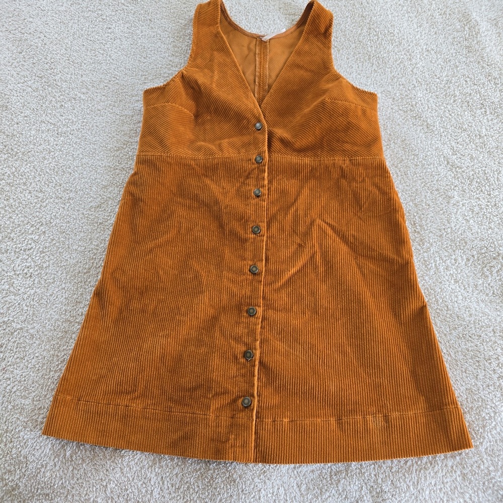 Free People Rolling Thunder Brown Corduroy Cinnamon Jumper Dress Sleeveless Sz S
